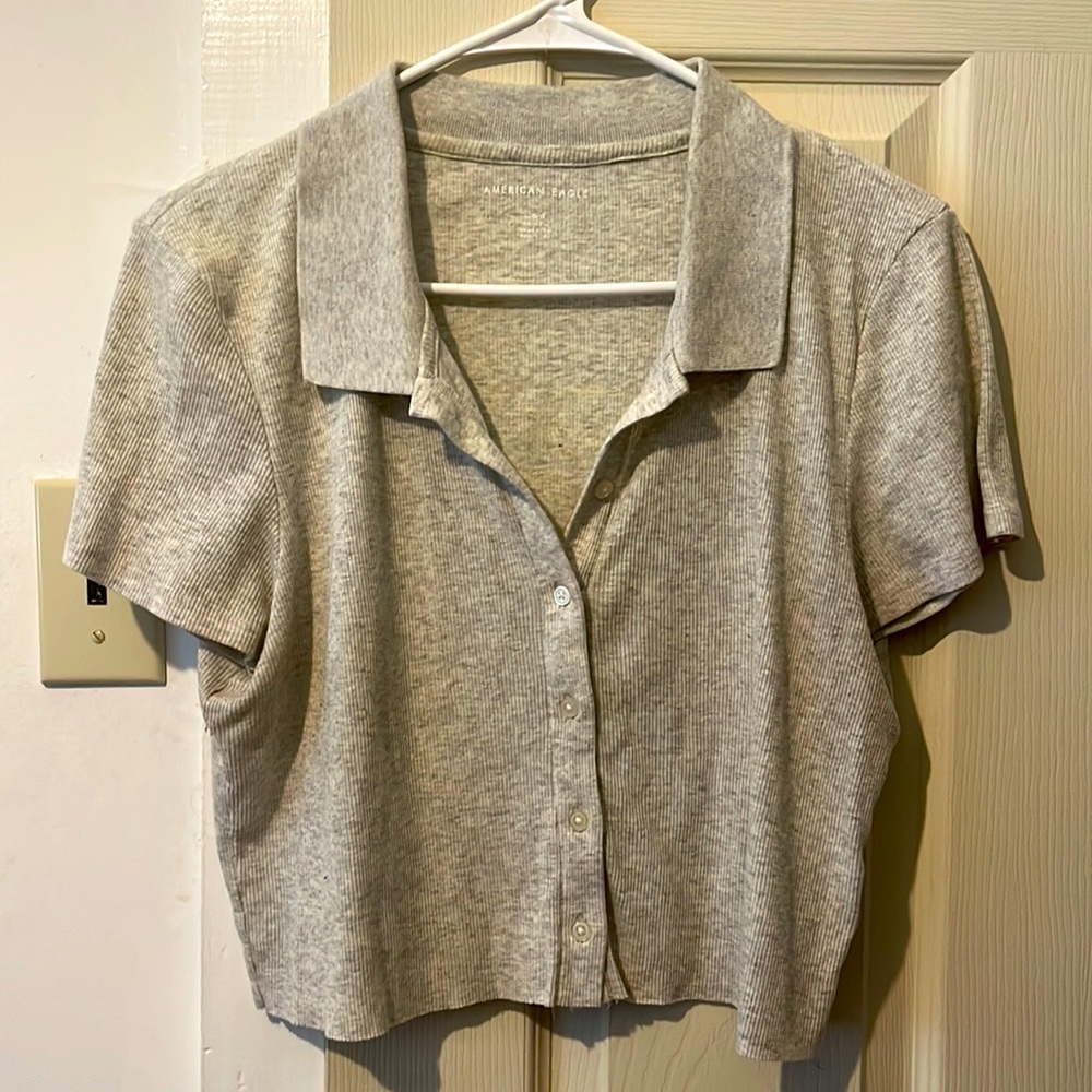 American Eagle Button-Up Polo Baby Tee